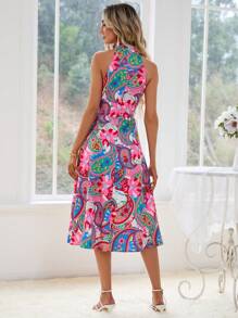 Aveloria Paisley Print Halter Dress