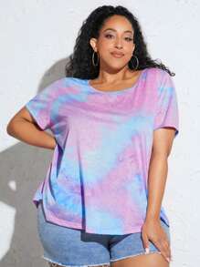 SHEIN CURVE+ 大碼紮染T恤 - 彩色 - 查看 3