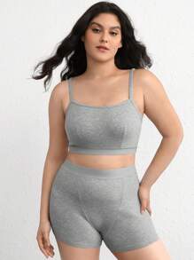Quần short đi xe đạp cỡ lớn Melange sườn co giãn & thoải mái - Xám - Xem 4
