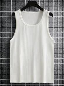 Manfinity Homme Men Solid Tank Top Sleeveless White Gym Basic Tank Top For Boyfriend Gift