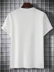 Manfinity Hombres Camiseta con estampado de slogan - Blanco - Ver 2