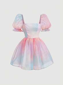 SHEIN MOD Đầm Tương phản Mesh Dây kéo Ombre Buổi tiệc - Nhiều màu - Xem 1