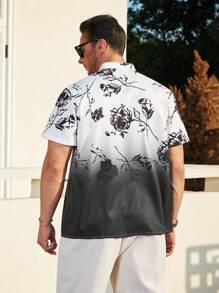 Manfinity Men Plus Floral Print Shirt - Black and White - View 2