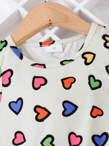 SHEIN 小女童愛心圖案荷葉邊洋裝 - 白色 - 查看 4