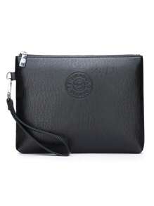 洗滌化妝包男士手提包適用於運動商業和旅行收纳包,時尚男士皮夾PU皮革手拿包方包信封包腋下包錢包男士錢信用卡支架PU皮革男性手掌包零錢包,禮品適用於父親 - 黑色 - 查看 5