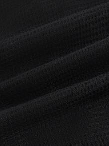 SHEIN EZwear 素色繞頸短上衣 - 黑色 - 查看 4