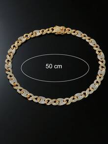 1Pc Minimalist Luxury Zinc Alloy Rhinestone Decor Infinite Sign Detail Chain Necklace For Men For Daily Life - Yellow Gold - View 4