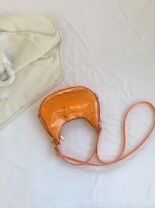 Túi PU Hobo Dây kéo dập nổi cá sấu - trái cam - Xem 2