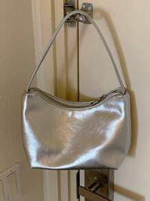 金屬質感流浪包前衛拉鍊PU皮革