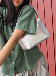 金屬質感流浪包前衛拉鍊PU皮革