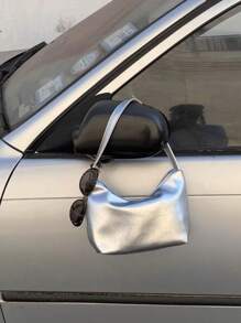 金屬質感流浪包前衛拉鍊PU皮革