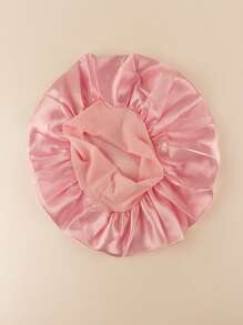 1pc Pink Elasticity Satin Hair Covering Cap, Sleeping, Showering, Hair Styling Or Chemotherapy,Back To School,Travel Holiday Essentials,Hair Accessories For Women - Pink - View 4