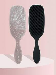 1pc Marble Print Hair Brush - Pink - View 1