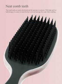 1pc Marble Print Hair Brush - Pink - View 4