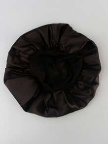 1pc Pink Elastic Satin Chemotherapy Cap, Sleeping Cap, Shower Cap, Hair Care Cap - Black - View 4