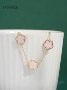 1 件时尚铜花装饰链手链，适合女士日常生活情人节、妈妈、母亲、母亲节、礼物