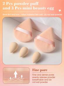 2 件化妆粉扑 & 3 件化妆海绵 & 1 件豹纹洁面发带 - 彩色 - 查看 3