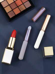 2入組唇刷帶套口紅刷圓頭遮瑕刷便攜唇妝專業化妝刷美妝工具