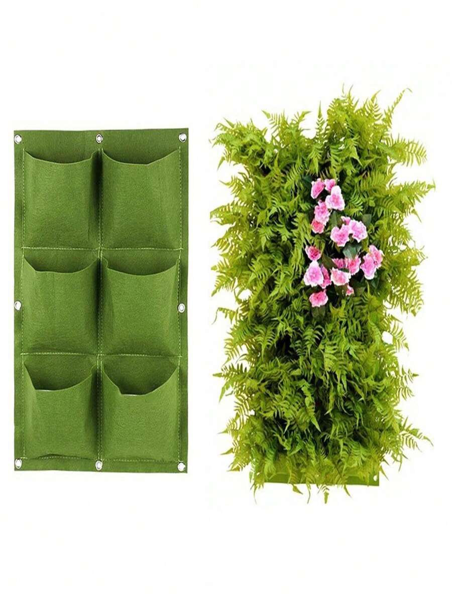 1pc Plain Hanging Plant Grow Bag - Army Green - View 1