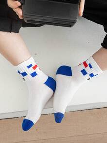 5雙男孩字母圖案休閒短襪適用於日常 - 彩色 - 查看 3