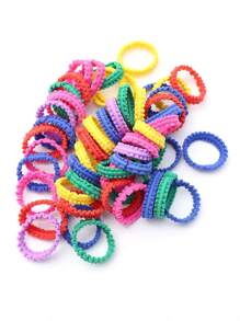 50入組女孩素色休閒髮圈適用於日常 - 彩色 - 查看 2