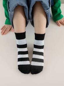 5雙兒童條紋和字母圖案短襪適用於日常 - 彩色 - 查看 2