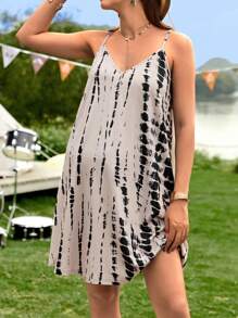 SHEIN Maternity Tie Dye Cami Dress - Multicolor - View 1
