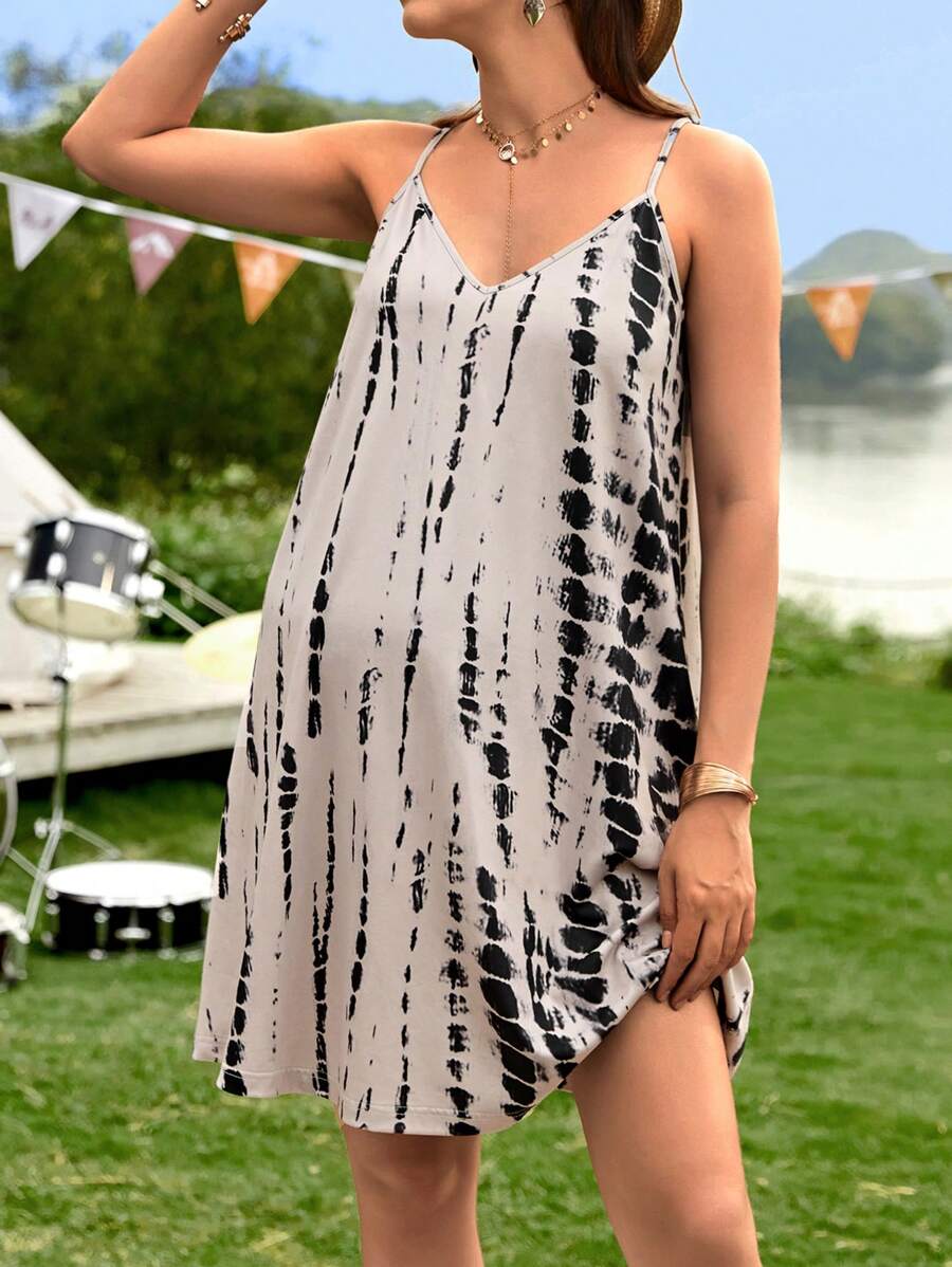SHEIN Maternity Tie Dye Cami Dress - Multicolor - View 1