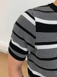 DAZY Hombres Top de punto con patrón de rayas - Blanco y Negro - Ver 7