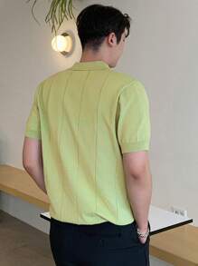 DAZY Áo dệt kim nam màu trơn Giải trí - Màu xanh chanh - Xem 4