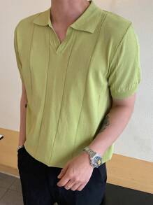 DAZY Áo dệt kim nam màu trơn Giải trí - Màu xanh chanh - Xem 5