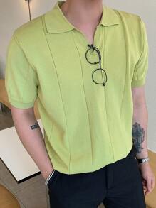 DAZY Áo dệt kim nam màu trơn Giải trí - Màu xanh chanh - Xem 6