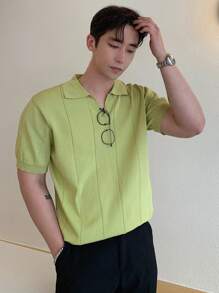 DAZY Áo dệt kim nam màu trơn Giải trí - Màu xanh chanh - Xem 8