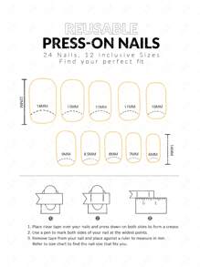 Sanrio Elevate Your Style With 24pcs Short Ballet Gradient Marbling Pattern&Simple French Style Glitter Full Cover Fake Nail Kit Press On Nails Nail Supplies - Multicolor - View 7