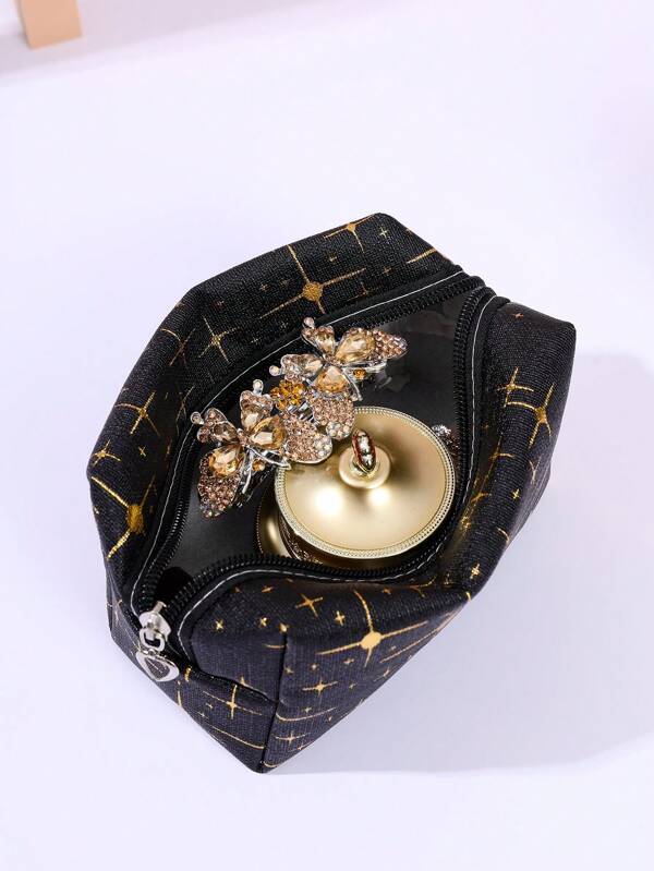 1pc Star Pattern PU Square Makeup Bag