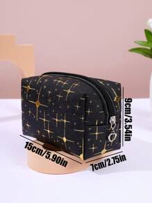 1pc Star Pattern PU Square Makeup Bag