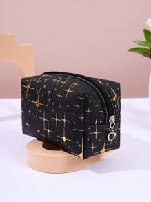 1pc Star Pattern PU Square Makeup Bag