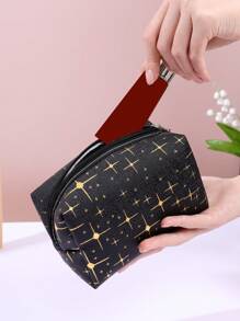 1pc Star Pattern PU Square Makeup Bag