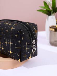 1pc Star Pattern PU Square Makeup Bag