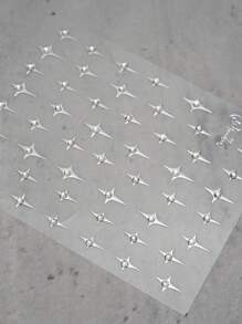 1 tờ Nhãn dán móng tay họa tiết ngôi sao - Bạc - Xem 3