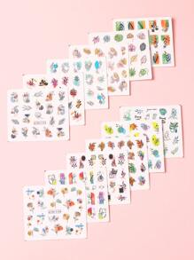 FULL BEAUTY 12 tờ Nhãn dán móng tay họa tiết lá - Nhiều màu - Xem 3