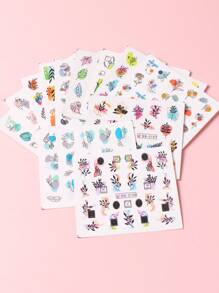 FULL BEAUTY 12 tờ Nhãn dán móng tay họa tiết lá - Nhiều màu - Xem 9