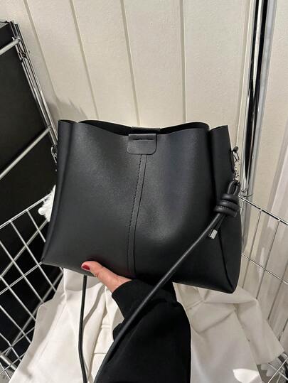 黑色單肩包帶內袋PU皮革