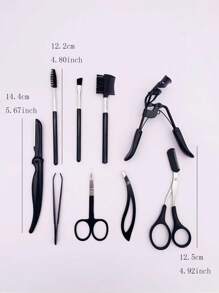 9入組眉毛和睫毛修剪器套裝 - 黑色 - 查看 3