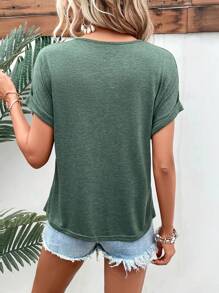 SHEIN Frenchy Solid Batwing Sleeve Tee - Army Green - View 2