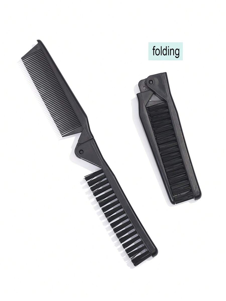 Foldable Hair Comb - Black - View 1