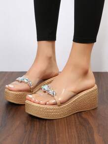 Dép lê đế xuồng đính đá cho nữ, dép đi nghỉ hè, đồ dùng cần thiết khi đi du lịch. - Trong sáng - Xem 2