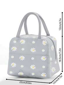 雛菊印花隔熱午餐袋大容量便攜式女性野餐保溫冷藏袋午餐手提袋隔熱午餐盒袋,適用於學校工作野餐旅行戶外女性男性,春季時尚優雅冷藏袋野餐袋