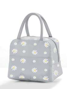 雛菊印花隔熱午餐袋大容量便攜式女性野餐保溫冷藏袋午餐手提袋隔熱午餐盒袋,適用於學校工作野餐旅行戶外女性男性,春季時尚優雅冷藏袋野餐袋
