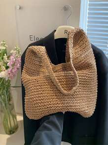 卡其色草編包度假 - 卡其色 - 查看 4